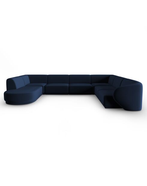 Canapé d'angle Droit Panoramique Modulable en Velours Lionel 8 Places bleu roi - 320x252x74 cm