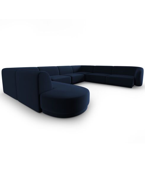 Canapé d'angle Droit Panoramique Modulable en Velours Lionel 8 Places bleu roi - 320x252x74 cm