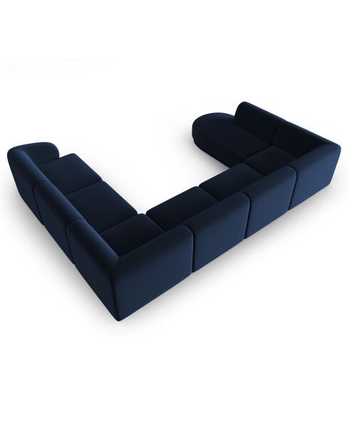 Canapé d'angle Droit Panoramique Modulable en Velours Lionel 8 Places bleu roi - 320x252x74 cm