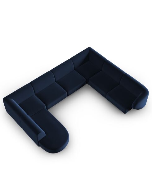 Canapé d'angle Droit Panoramique Modulable en Velours Lionel 8 Places bleu roi - 320x252x74 cm