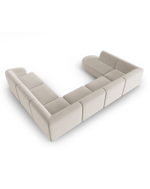 Canapé d'angle Droit Panoramique Modulable en Velours Lionel 8 Places beige - 320x252x74 cm