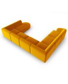 Canapé d'angle Gauche Panoramique Modulable en Velours Lionel 8 Places jaune - 320x252x74 cm
