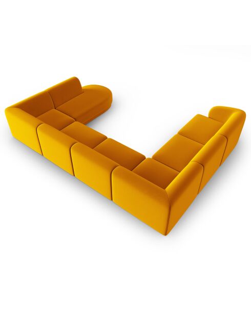 Canapé d'angle Gauche Panoramique Modulable en Velours Lionel 8 Places jaune - 320x252x74 cm