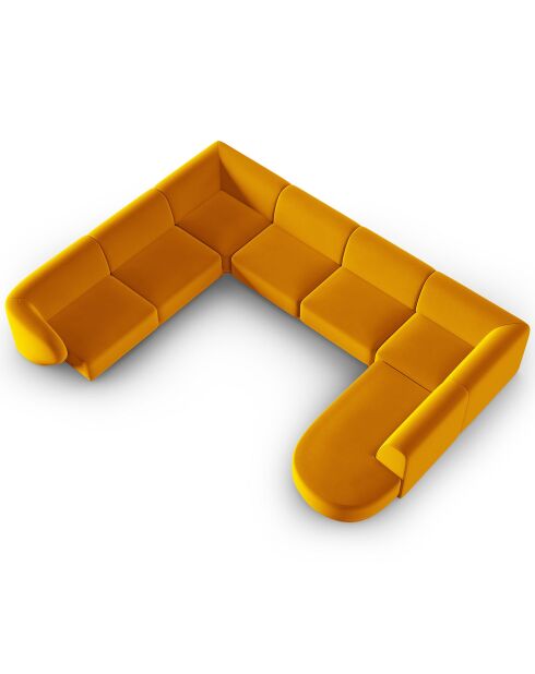 Canapé d'angle Gauche Panoramique Modulable en Velours Lionel 8 Places jaune - 320x252x74 cm