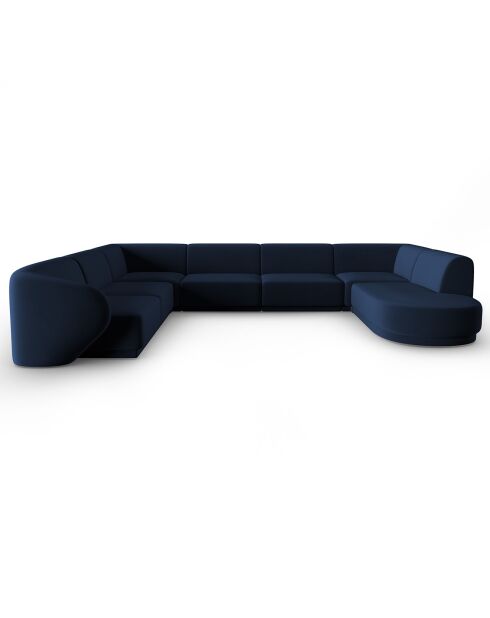 Canapé d'angle Gauche Panoramique Modulable en Velours Lionel 8 Places bleu roi - 320x252x74 cm