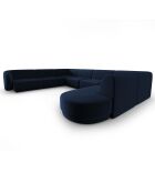 Canapé d'angle Gauche Panoramique Modulable en Velours Lionel 8 Places bleu roi - 320x252x74 cm
