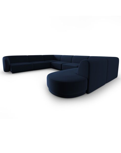 Canapé d'angle Gauche Panoramique Modulable en Velours Lionel 8 Places bleu roi - 320x252x74 cm
