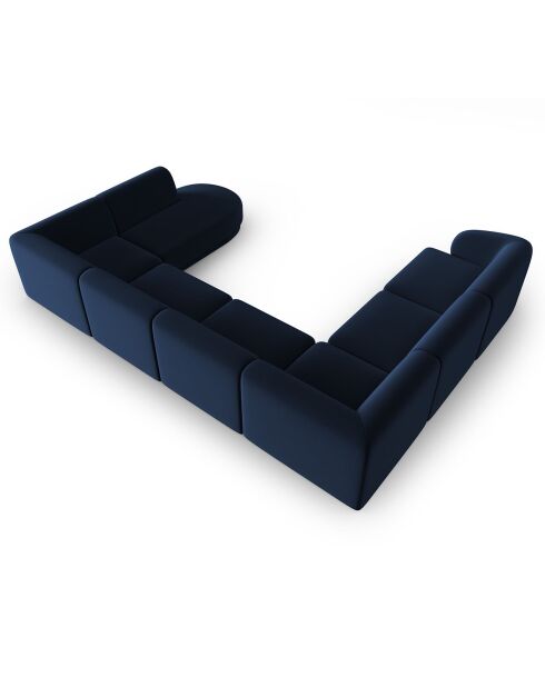 Canapé d'angle Gauche Panoramique Modulable en Velours Lionel 8 Places bleu roi - 320x252x74 cm