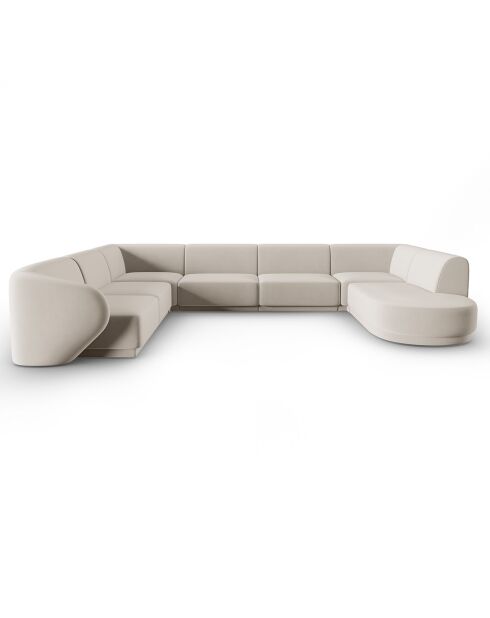 Canapé d'angle Gauche Panoramique Modulable en Velours Lionel 8 Places beige - 320x252x74 cm