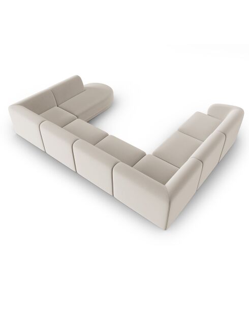 Canapé d'angle Gauche Panoramique Modulable en Velours Lionel 8 Places beige - 320x252x74 cm