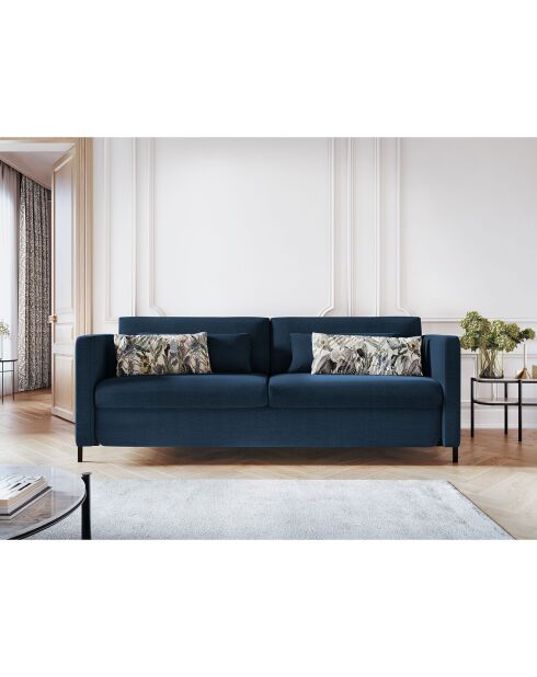 Canapé Convertible Yanis 3 Places bleu - 202x102x80 cm