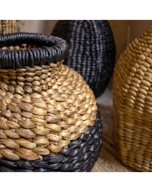 Barattolo a sfera Ines Water Hyacinth naturale/nero - D.37x37 cm