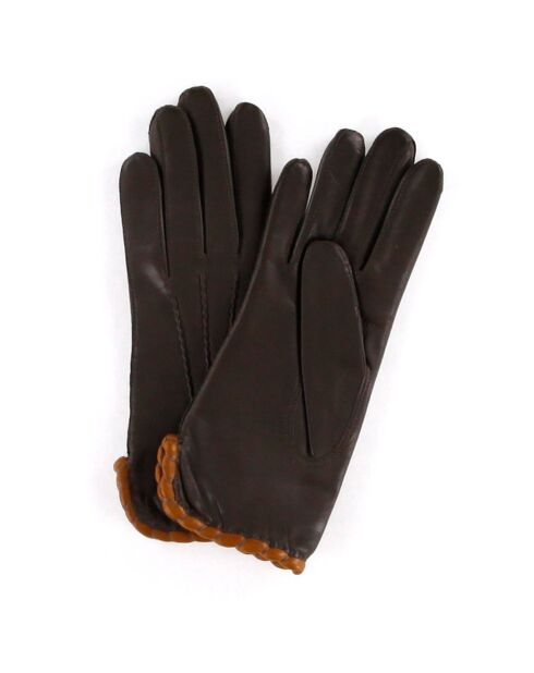 Gants en Cuir d'Agneau doublure Laine Heritage Bourse taupe