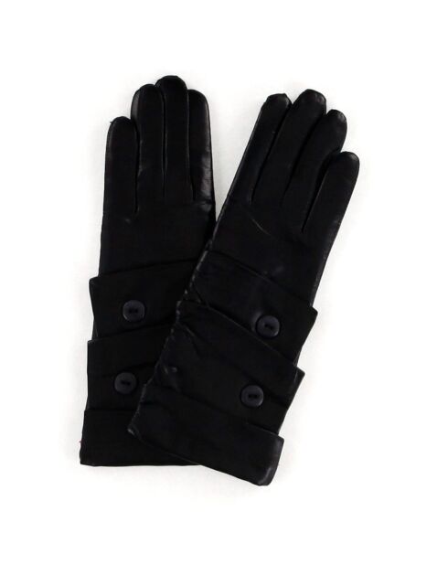 Gants en Cuir d'Agneau doublure Laine Héritage Slouch noirs