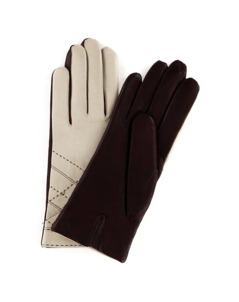 Gants en Cuir d'Agneau doublure Laine Héritage Argyle beiges