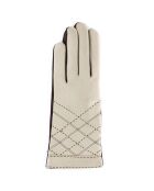 Gants en Cuir d'Agneau doublure Laine Héritage Argyle beiges