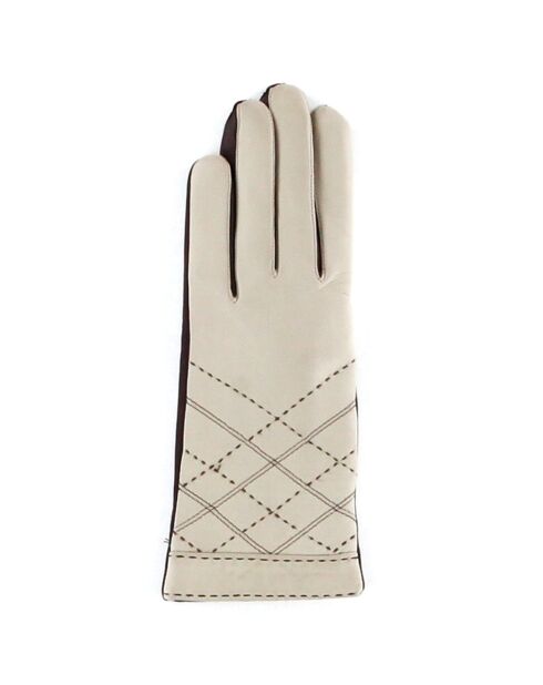 Gants en Cuir d'Agneau doublure Laine Héritage Argyle beiges