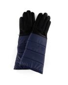 Gants en Cuir d'Agneau doublure Cachemire Gonfle noir/marine