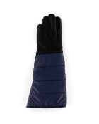 Gants en Cuir d'Agneau doublure Cachemire Gonfle noir/marine