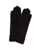 Gants en Velours de Cuir d'Agneau doublure Soie Heritage Bourse marron foncé