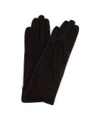 Gants en Velours de Cuir d'Agneau doublure Soie Heritage Bourse marron foncé