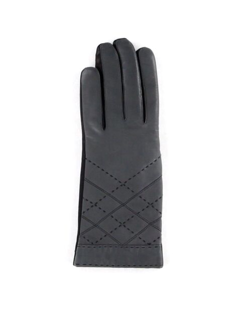 Gants en Cuir d'Agneau doublure Laine Héritage Argyle gris moyen