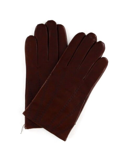 Gants en Cuir d'Agneau doublure Laine Hugo marron foncé