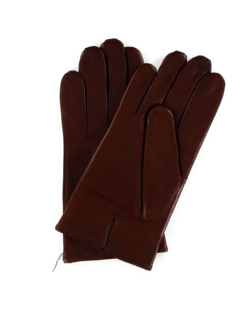 Gants en Cuir d'Agneau doublure Laine Hugo marron foncé