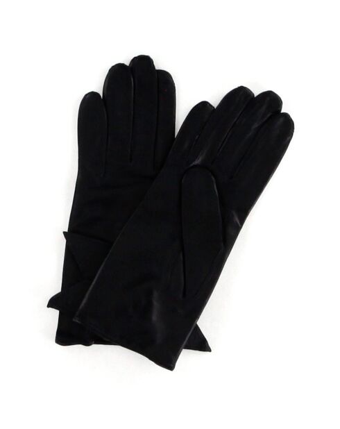 Gants en Cuir d'Agneau doublure Soie Heritage Audrey noirs