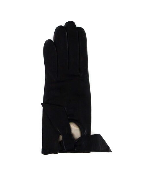 Gants en Cuir d'Agneau doublure Soie Heritage Audrey noirs