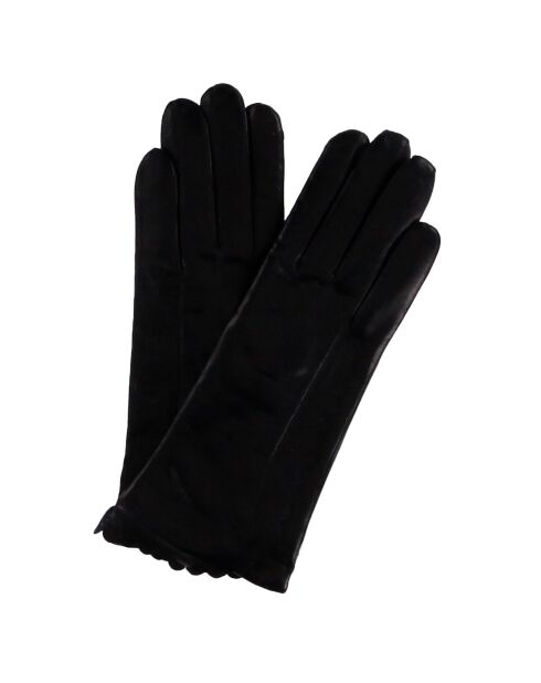 Gants en Cuir d'Agneau doublure Laine Heritage Wave noirs