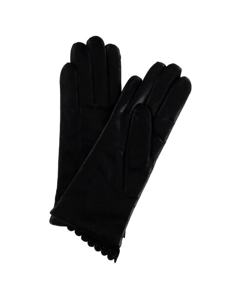 Gants en Cuir d'Agneau doublure Laine Heritage Wave noirs