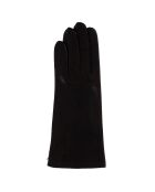 Gants en Velours de Cuir d'Agneau doublure Soie Montpensier marron foncé