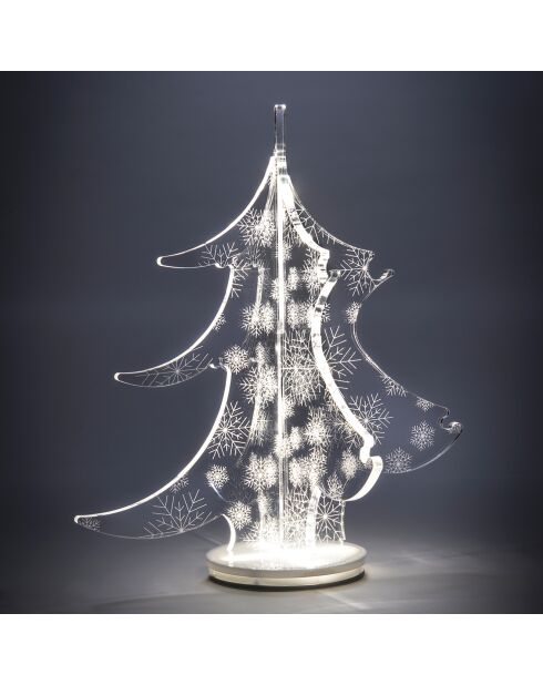 Décoration lumineuse Arbre de Noël Enneigé transparente - 27x27x30 cm