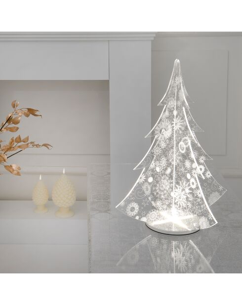 Décoration lumineuse Arbre de Noël transparente - 38x38x50 cm
