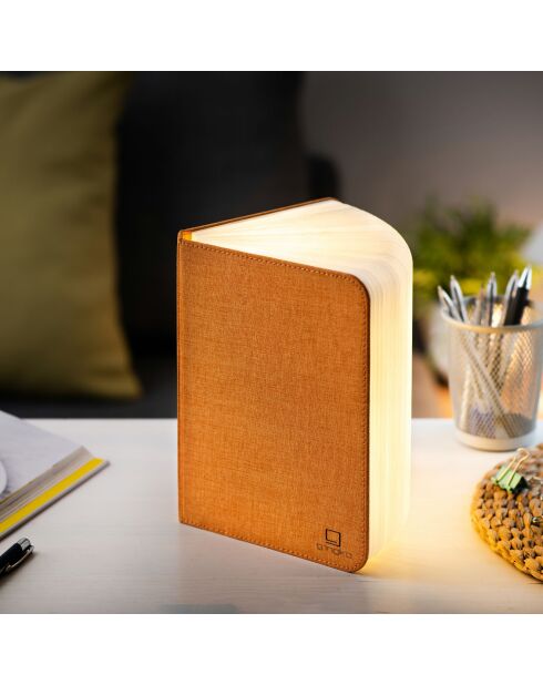 Lampe Smart Book en lin large orange