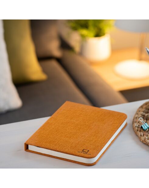 Lampe Smart Book en lin large orange