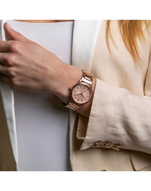 Montre Juliet en Acier & Diamant rose doré