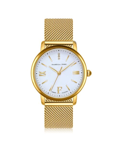 Montre Selene en Acier & Diamants dorée