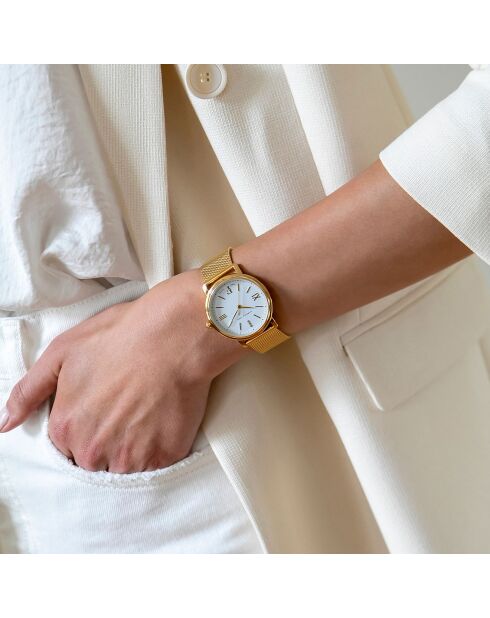 Montre Selene en Acier & Diamants dorée