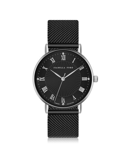 Montre Désirée en Acier & Diamants noire