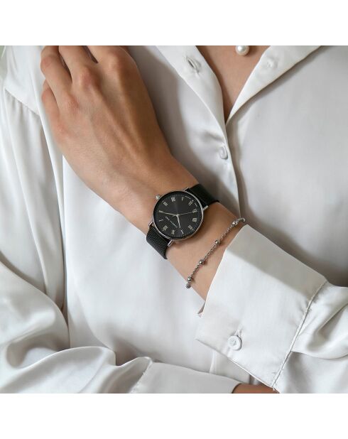 Montre Désirée en Acier & Diamants noire
