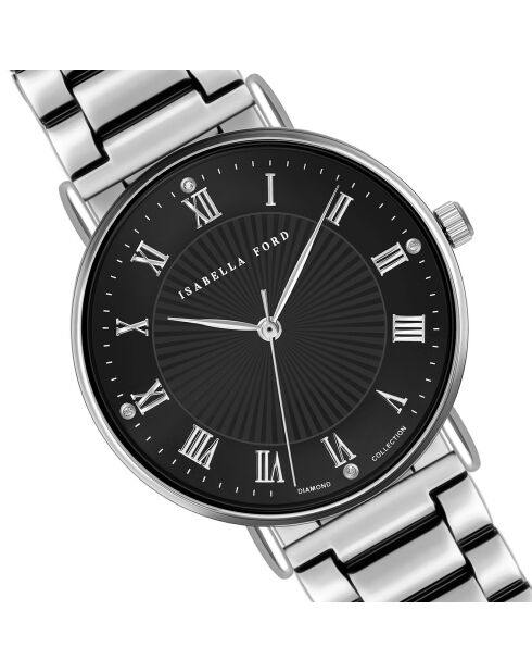 Montre Désirée en Acier & Diamants argentée