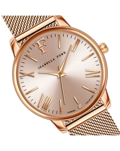Montre Scarlett en Acier & Diamant rose doré
