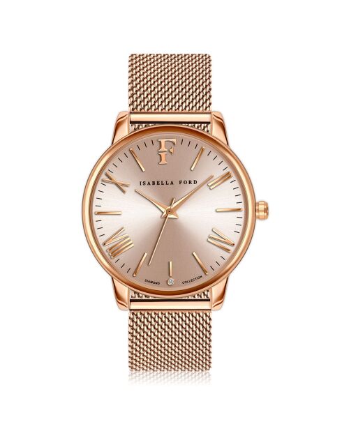 Montre Scarlett en Acier & Diamant rose doré