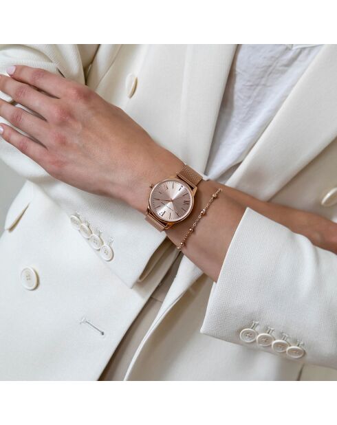 Montre Scarlett en Acier & Diamant rose doré