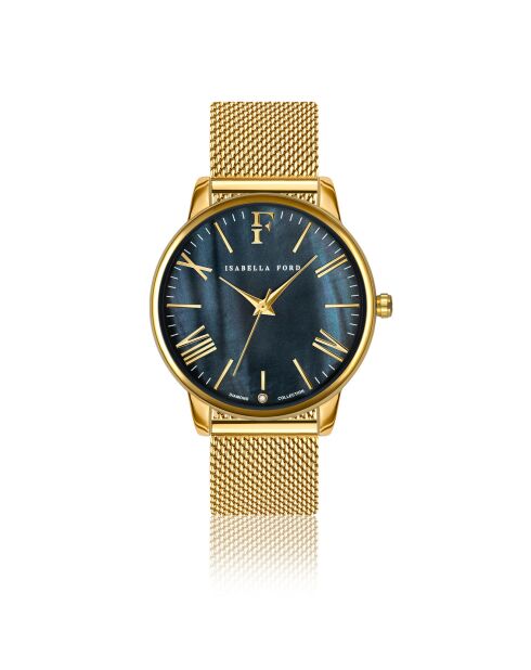 Montre Stella en Acier & Diamant dorée