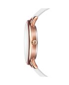 Montre Coco en Cuir & Diamants blanche