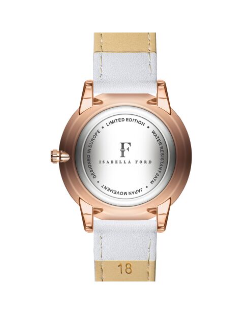 Montre Coco en Cuir & Diamants blanche