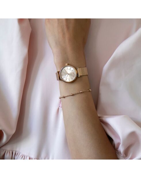 Montre Sophia en Acier & Diamant rose doré